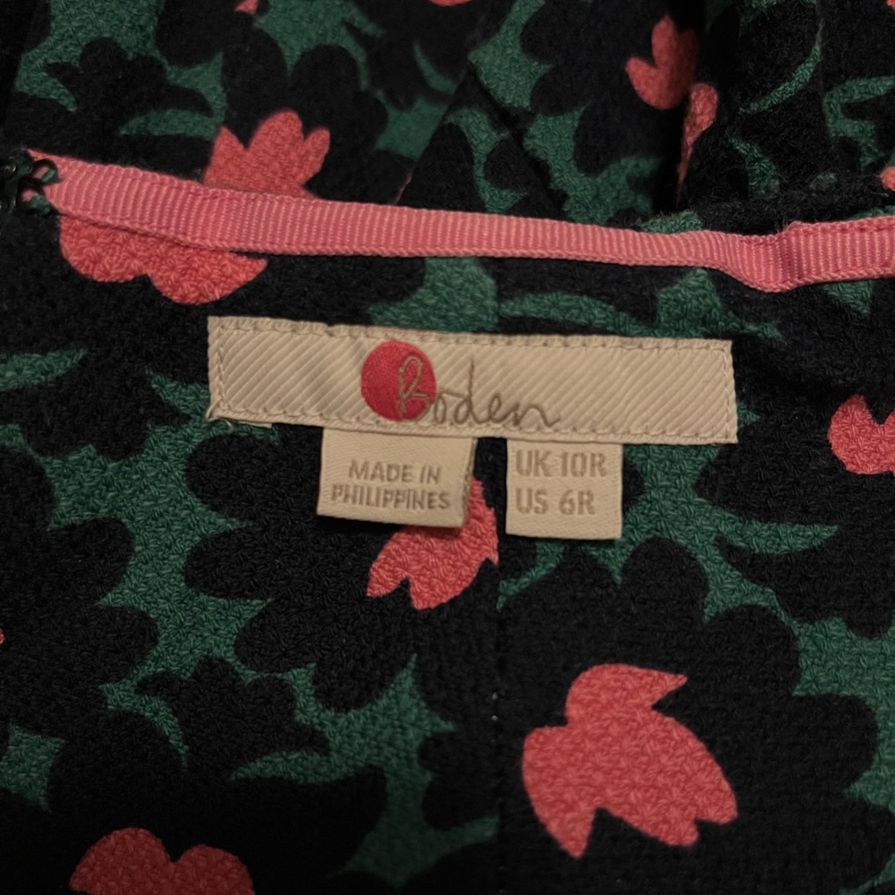 Boden Forest & Navy Floral Louise Textured Midi Sheath Dress US6R - Picture 11 of 12